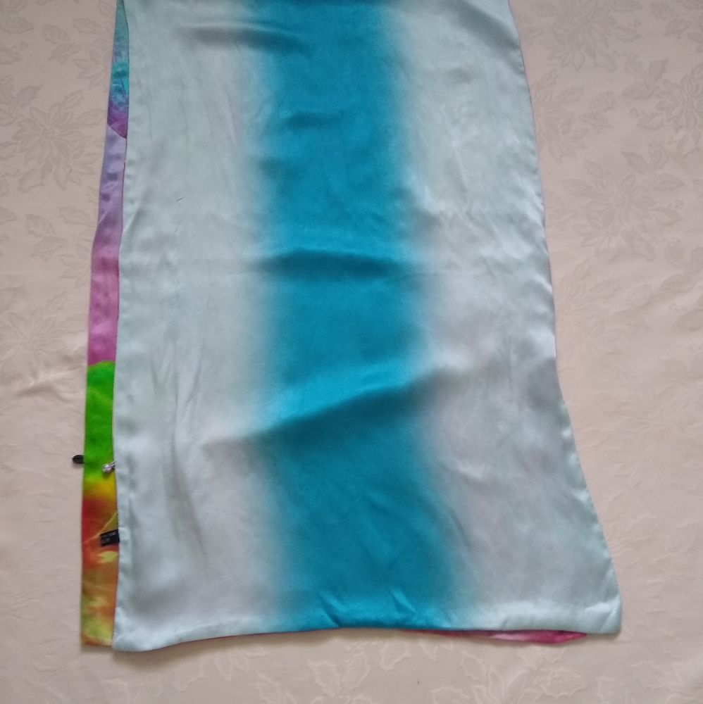 Silk wearable art hand painted Reversible two sides wrap cape Scarf Sarong - Picture 5 of 8
